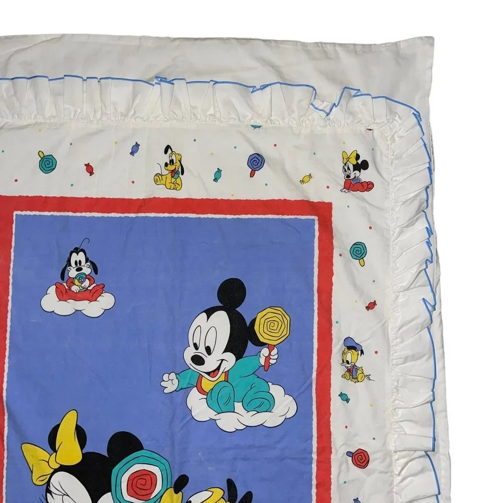 Rare Vintage Disney Babies Mickey Crib Duvet Quilt Cover Minnie Mouse Pluto